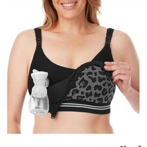 Leopard Print Nursing Bra in Black and Gray